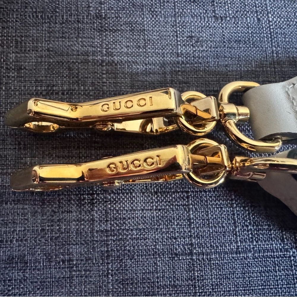 Gucci White Leather Top Handle Satchel with Navy-Red Web & Gold Hardware - Picture 7 of 9